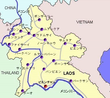 ラオス北部地図